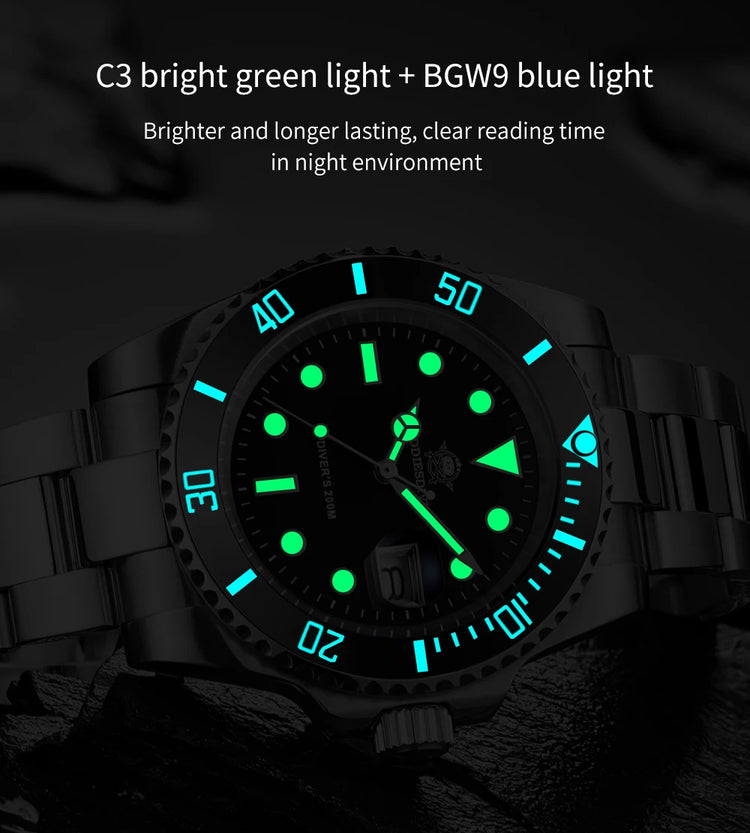 ADDIESDIVE Stainless Steel Watch Men's European and American Business Leisure Quartz Watch Waterproof Outdoor Sports Watch