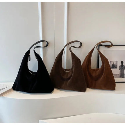 Women Suede Shoulder Bag with Zipper Hobo Bags Large Capacity Handbag Slouchy Bag Commuter Travel Bag Purses and Handbags PlatiNum