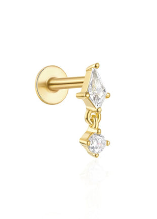 Orecchini con polsini piatti filettati con nappa tempestata di diamanti di nuovo stile, accessori per orecchie in stile europeo e americano. platinumshop
