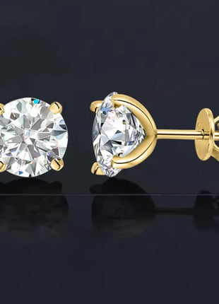 Orecchini a lobo QMSHR con moissanite da 0,5-2 carati, placcati oro giallo 18K, in argento 925, per matrimonio, gioielli da donna e uomo con certificato GRA platinumshop