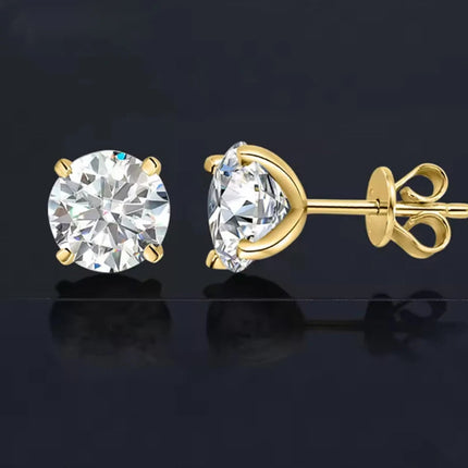 Orecchini a lobo QMSHR con moissanite da 0,5-2 carati, placcati oro giallo 18K, in argento 925, per matrimonio, gioielli da donna e uomo con certificato GRA platinumshop