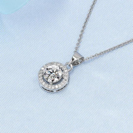 925 Sterling Silver Necklace For Women Round Pendent Sparkling Pave CZ Necklace Fashion Anniversary Birthday Jewelry Gifts N325 PlatiNum