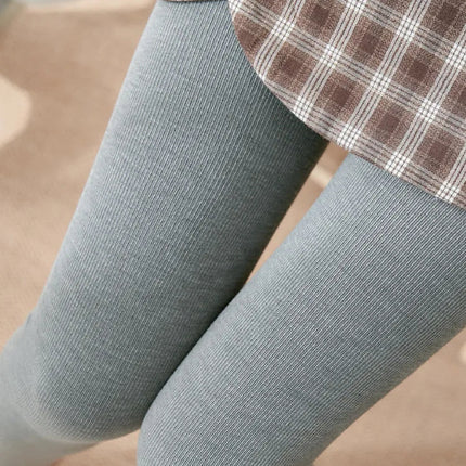 Women's Fall Winter Ribbed Vertical Stripe Thermal Leggings Fleece Thickened  Street Ready Seamless High Waist Thermal Pants PlatiNum