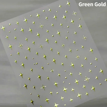 Punk Glitter Powder Blue Pink Star Charm Laser Silver Gold Starlight Rhinestones Moon DIY Nail Art Stickers Manicure Tool Decals