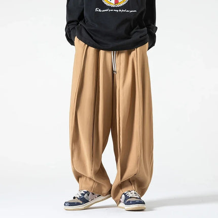 Pantaloni a Gamba Dritta da Uomo, Casual e alla Moda, con Vita Alta Elasticizzata, Stile Harajuku, Larghi, Streetwear, Taglie Fino a 5XL