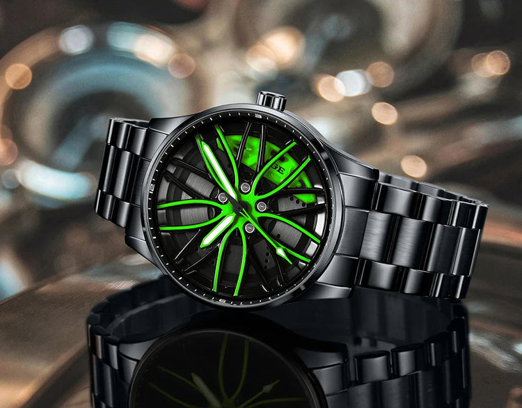 Orologio da Uomo LIGE di Lusso al Quarzo, Sportivo, Impermeabile, in Acciaio Inossidabile, Luminoso, con Quadrante a Forma di Ruota d'Auto, Elegante Orologio da Uomo per Affari platinumshop