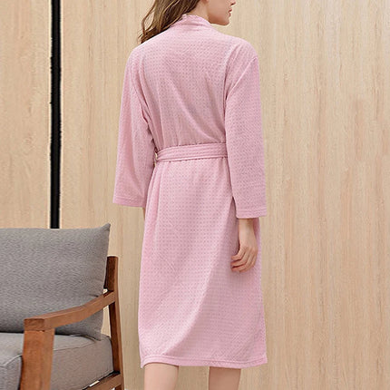 Accappatoio trasparente waffle uomo donna estate abito sottile doccia vestaglia scozzese lunghezza al ginocchio camicia da notte traspirante panno per la casa