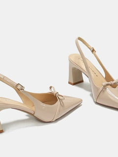 Pointed Toe Women's New Sandals 2025Summer Bow Luxury Brand Sexy Buckle High Heels Slingback Shallow Mouth Girls Mary Jane Shoes