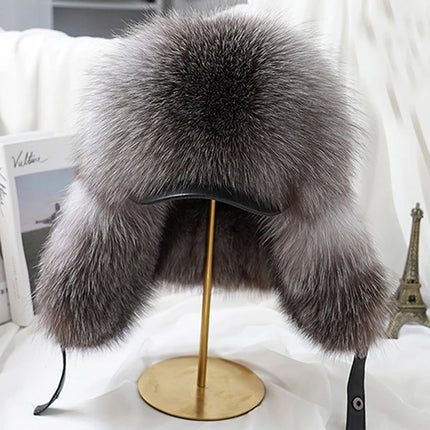 2026 Cap 100% Raccoon Dog Full Fur Fox Fur Hat Men's Fur Ear Protection Winter Thickened and Warm Russian Hat Men's Trend