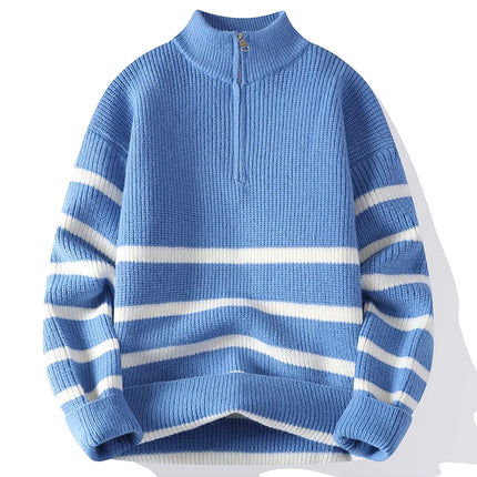 New Trendy Autumn and Winter Jacquard Pattern Pullover Sweater Casual Round Neck Color-Blocking Knit Men's Pullover