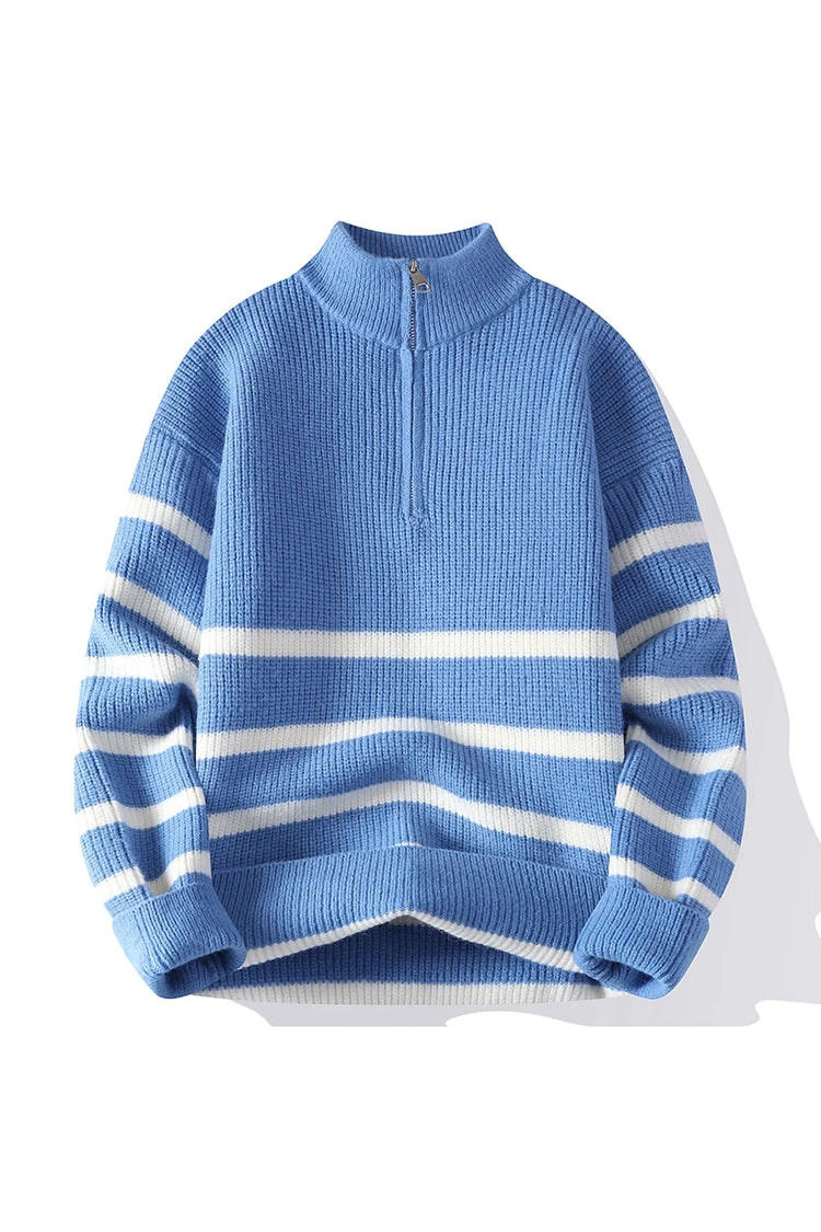 New Trendy Autumn and Winter Jacquard Pattern Pullover Sweater Casual Round Neck Color-Blocking Knit Men's Pullover