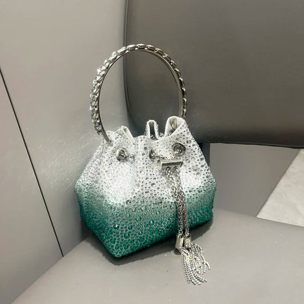 Handle Rhinestones Evening clutch Bag Purses and handbag luxury Designer shoulder bag Shiny Crystal Clutch purse bucket bag PlatiNum