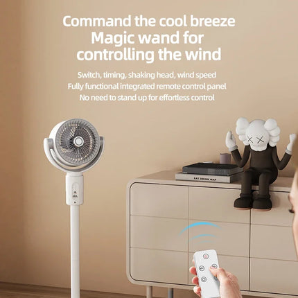 Ventilatore a Turbina Elettrica da Pavimento, Ventilatore a Cinque Velocità Regolabili, Altezza Regolabile, Ricaricabile