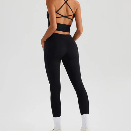 Women Gym Sports Leggings Workout Yoga Pants With Pockets High Waist Tights Fitness Pants Outdoors Running Training Trousers PlatiNum
