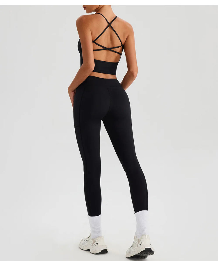 Women Gym Sports Leggings Workout Yoga Pants With Pockets High Waist Tights Fitness Pants Outdoors Running Training Trousers PlatiNum