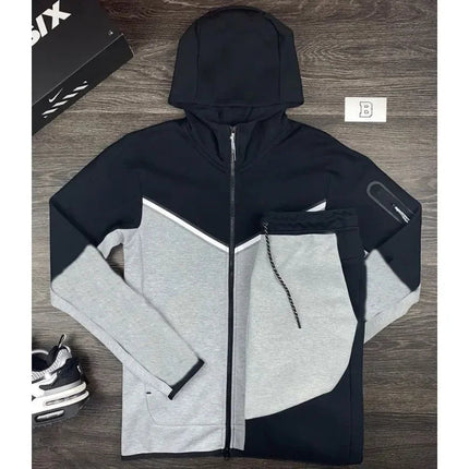 Men's Sports Coat Men's Spring and Autumn New European Size Sportswear Pants Hoodie Hooded Casual Set Tracksuit Men PlatiNum