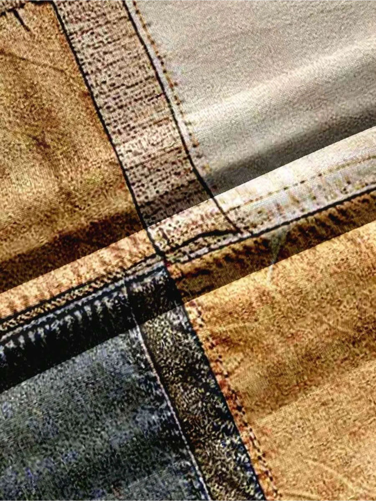 Mens Multi Color Patchwork Hoodie Soft Lined Raised Embroidery Slogan Small Cross Accent Minimal Casual Sweat Top