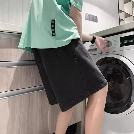 2025 Pantaloncini classici estivi Jeans da uomo Pantaloni in denim Dritto elasticizzato Casual Fresco Sottile Lunghezza al ginocchio Pantaloni giornalieri di marca di moda blu