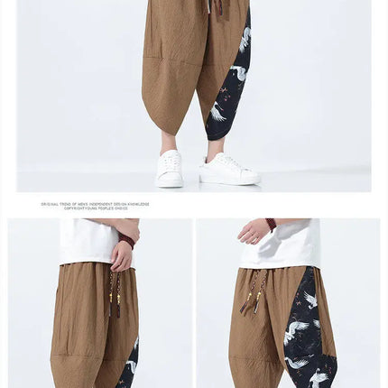 Pantaloncini estivi da uomo stile giapponese retrò comodi pantaloni da spiaggia traspiranti da uomo cintura elastica pantaloni casual Harun larghi e sottili