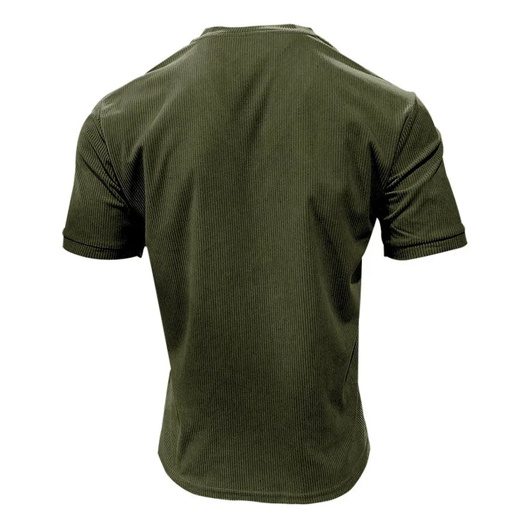 T-shirt casual slim tinta unita con scollo a V da uomo estiva europea e americana in velluto a coste da uomo Amazon