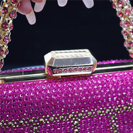 Popular In Nigeria Exquisite Evening Bags With Diamond Design Fashion Handle Clutch Rhinestone Embellished Long Chain Bag PlatiNum