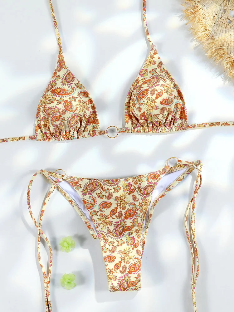 Miyouj Nuovi Bikini Stampati Costumi da bagno Donna Costume da bagno sexy Fasciatura Bikini Set 2024 Beachwear String Costumi da bagno Micro Biquinis platinumshop