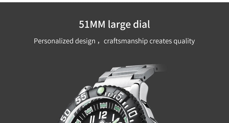 ADDIESDIVE 44mm Men's  Wrist Watch 50m Water Resistant Large Luminous Dial Date Display Stainless Steel Men's Quartz Watch