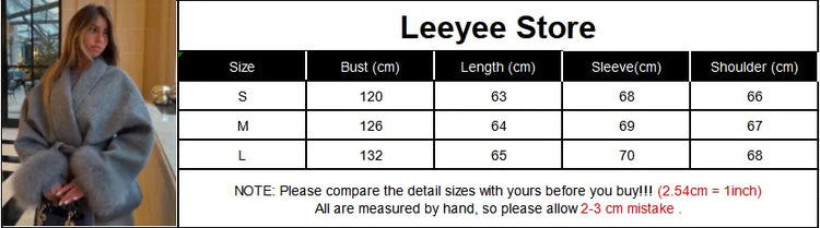 Women Grey Fur Splicing Woolen Coat Casual Belt Full Sleeve Lapel Loose Cardigan Outwear 2025 Lady Winter New Highstreet Jacket