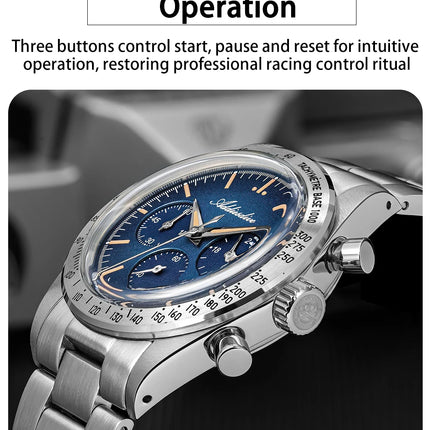 ADDIESDIVE Watch New 37mm Chronograph Men Quartz Wristwatch Domed Glass 316L Stainless Steel 100m Waterproof C3 Luminous AD2552