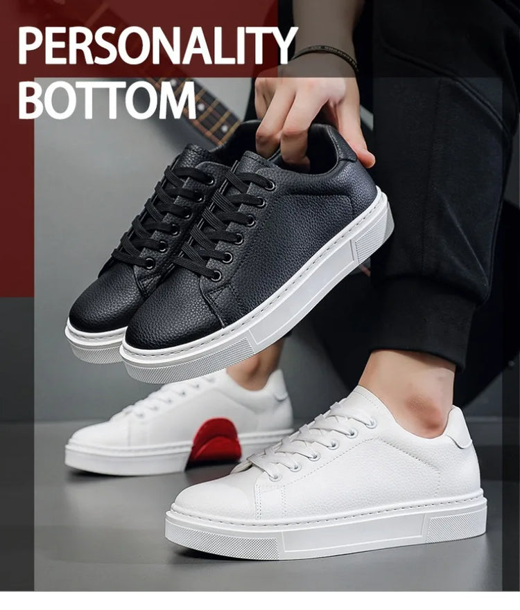Fashion Men's Sneakers High Quality Leather Casual Shoes Luxury Business Office Shoes Trendy Skateboard Shoes Zapatillas Hombre