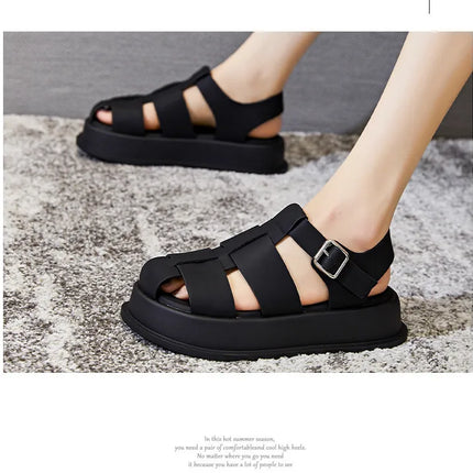 AIYUQI Women's Closed-Toe Sandals, New Summer 2026 Roman Sandals, Fashionable Woven Women's Thick-Soled Casual Shoes