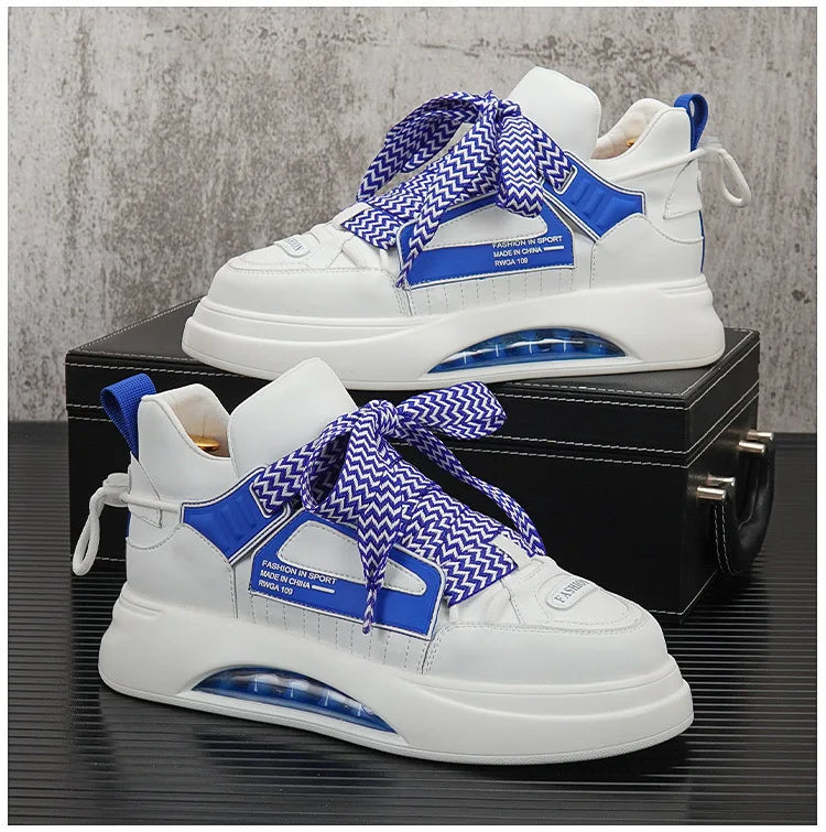High top White Sneakers Best selling Mens Sneakers With Anti slip Wear resistant Properties Increasing Height by 6 Centimeters