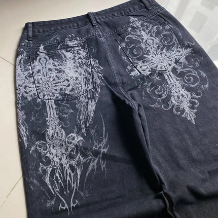 Jeans Baggy Oversize Y2K con Stampa Americana, Stile Harajuku Hip Hop, Pantaloni Larghi Casual da Donna