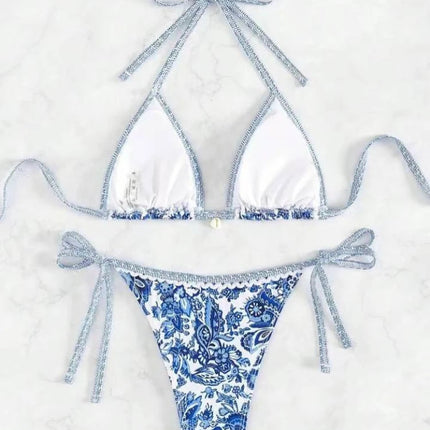 Bikini a triangolo con laccetti da donna, costume da bagno due pezzi, abbigliamento da spiaggia estivo platinumshop