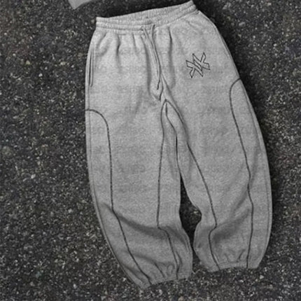 American Y2K Casual Zipper Hoodie Sweatpant Two Piece Set HipHop Oversized Embroidery Sweatshirts Men Women Casual Pants PlatiNum