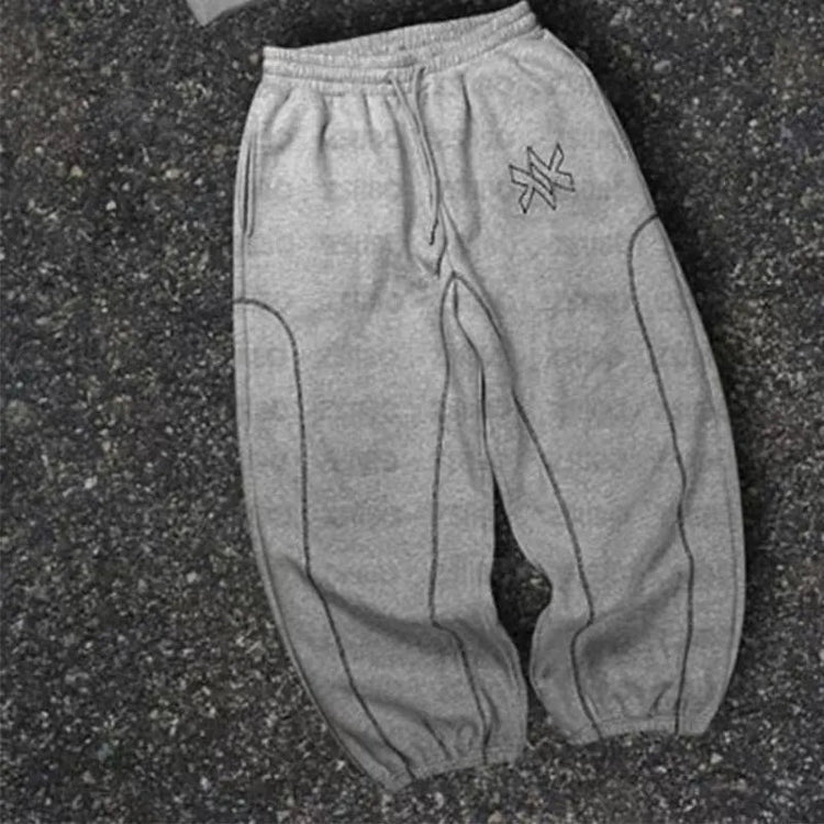 American Y2K Casual Zipper Hoodie Sweatpant Two Piece Set HipHop Oversized Embroidery Sweatshirts Men Women Casual Pants PlatiNum