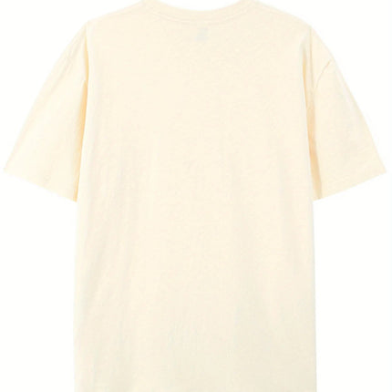 Men's summer 100 pure cotton fashionable casual loose fit plus mountain reflection printed round neck short sleeved T-shirt top PlatiNum