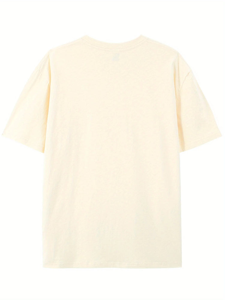 Men's summer 100 pure cotton fashionable casual loose fit plus mountain reflection printed round neck short sleeved T-shirt top PlatiNum