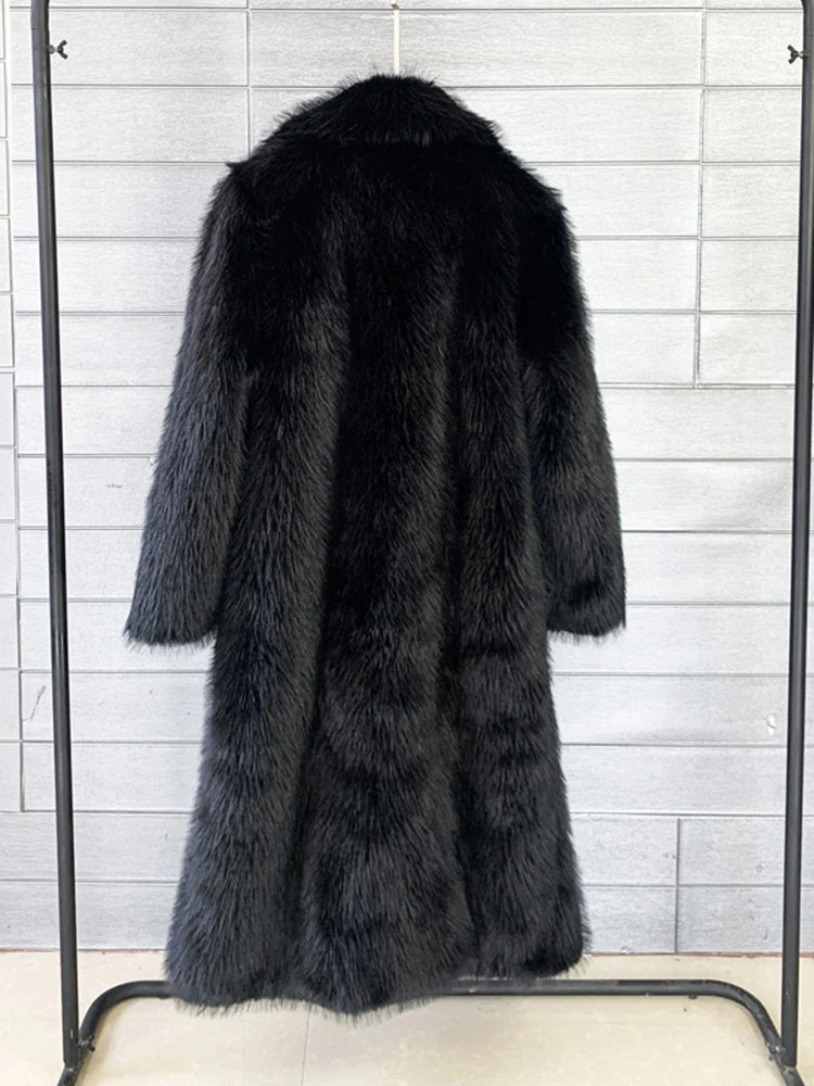 ZADORIN Winter Fluffy Jacket Women Solid Lapel Long Faux Fox Fur Coat Ladies Furry Warm Pink White Jacket Trench Coats Tops