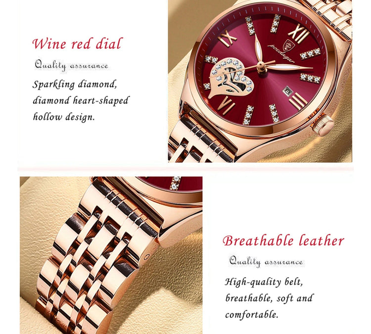 POEDAGAR Orologi di lusso da donna Orologio da donna impermeabile con data luminosa in acciaio inossidabile Orologio da polso da donna al quarzo alla moda elegante platinumshop