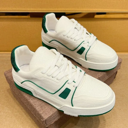 Men Diamonds Crystal Patchwork Suede Genuine Leather Shoes Lace Up Round Toe Thick Bottom Casual Shoes Height Increase Platform