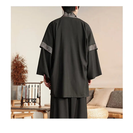 Camicia Samurai Giapponese per Uomo, Stile Sumo, Casual Oversize, Kimono Tradizionale con Stampa Vintage