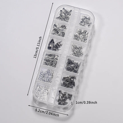 12Grid 3D Halloween Punk Retro Alloy Cross Nail Charms Y2k Gothic Metal Gun Black Silver Skull,Cross Nail Art DIY Cool Nail Part