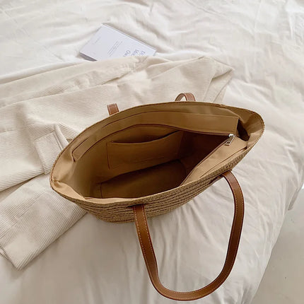 Women's Large Capacity Crossbody Bag Summer Woven Straw Bag Fashion Female Luxury Designer Beach Bag Bali Shopper Bag