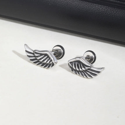 Orecchini a bottone con ala da diavolo gotico Vnox, gioielli per orecchie con piercing in piume d'angelo, Brincos vintage da uomo e ragazzo platinumshop