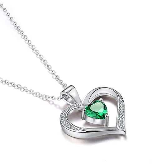 Huitan Green Heart Cubic Zirconia Love collana per le donne Wedding Anniversary Party eleganti collane femminili Statement Jewelry