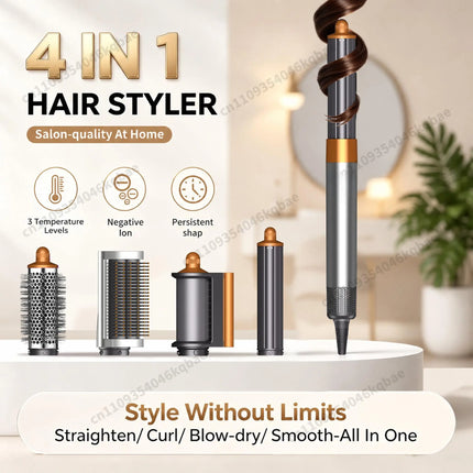 High Quality 6 In 1 Multi Hair Styler & Hair Dryer Auto Curling Air Dryer Wrap Hot/Cold Air Styling Tool Hair Straightener Curling Barrel Brush Salon Styling Gift For Women