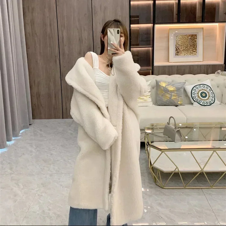 Max Teddy Coat 62% Alpaca 26% Wool 12% Silk Coat Winter Thicken Women's Coat