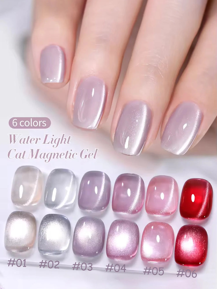 WS 10ml 6-Color Silver Water Light Cat Magnetic Gel Nail Polish Nail Supplies Vernis Semi Permanent Gel for Fall Winter Nails