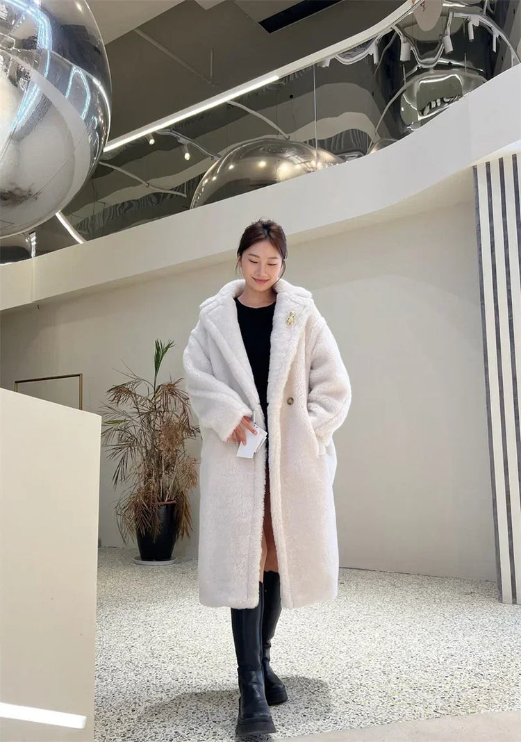 Max Teddy Coat 62% Alpaca 26% Wool 12% Silk Coat Winter Thicken Women's Coat